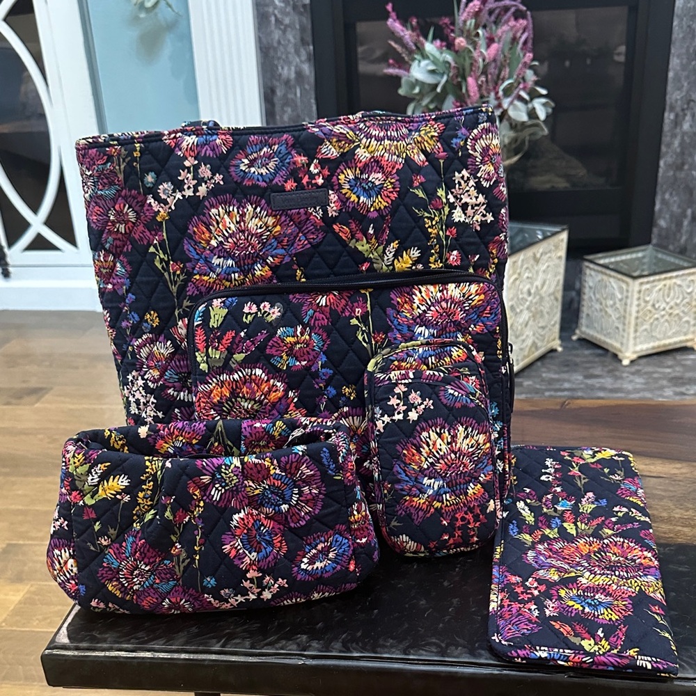 Colorful Vera Bradley Bundle, Floral Quilted Bag Set.